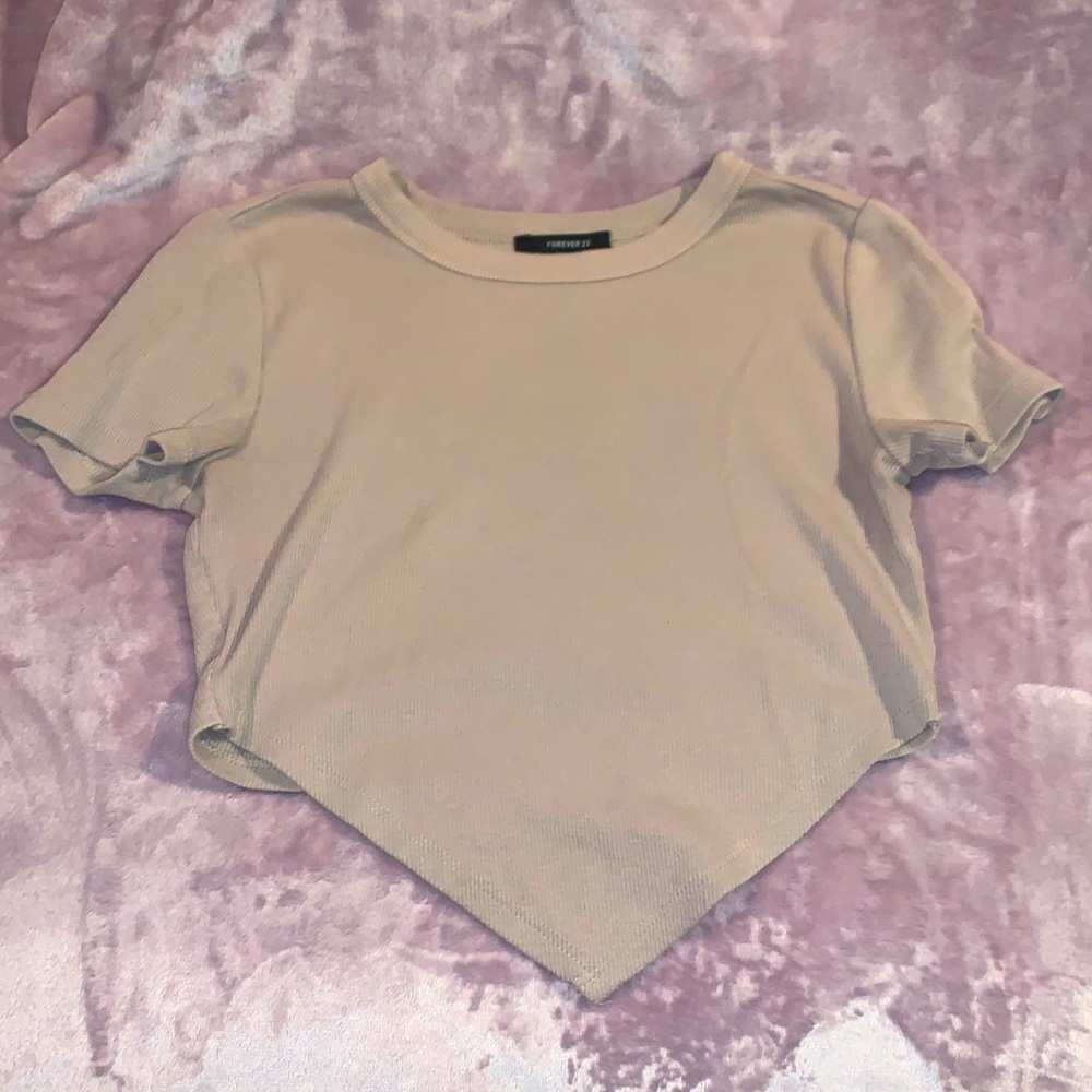 Tan Asymmetrical T Shirt Crop Top
